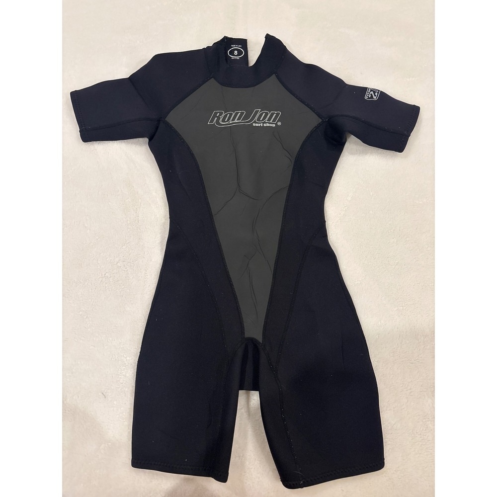 Ron Jon Surf Shop Kids Wetsuit Size 8 Black Grey Shorty Spring Suit Titanium 2
